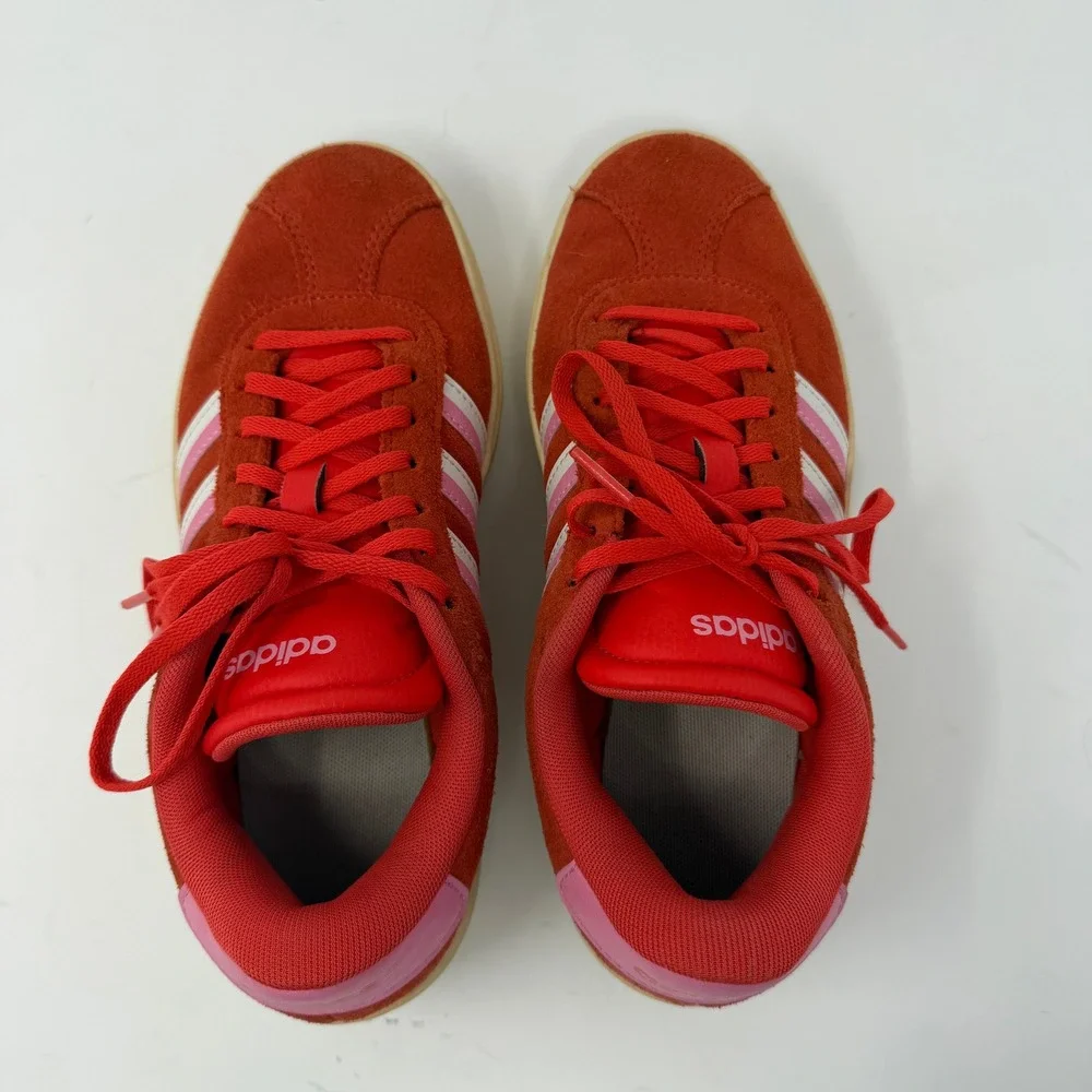 Adidas VL Court Bold Platform Sneaker Red Pink Suede Low Top Women Size 7